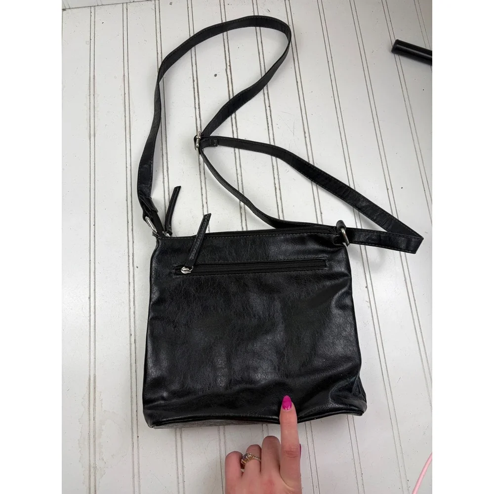 Franco Sarto Vintage Y2K Black Leather Travel Crossbody Purse Bag